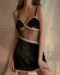 Buy Velvet Embroidered Babydoll Lingerie Short Lingerie in Pakistan