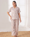 Buy Sajiero Silk Pajama Suit with Scrunchie - Rainbow Bliss in Pakistan