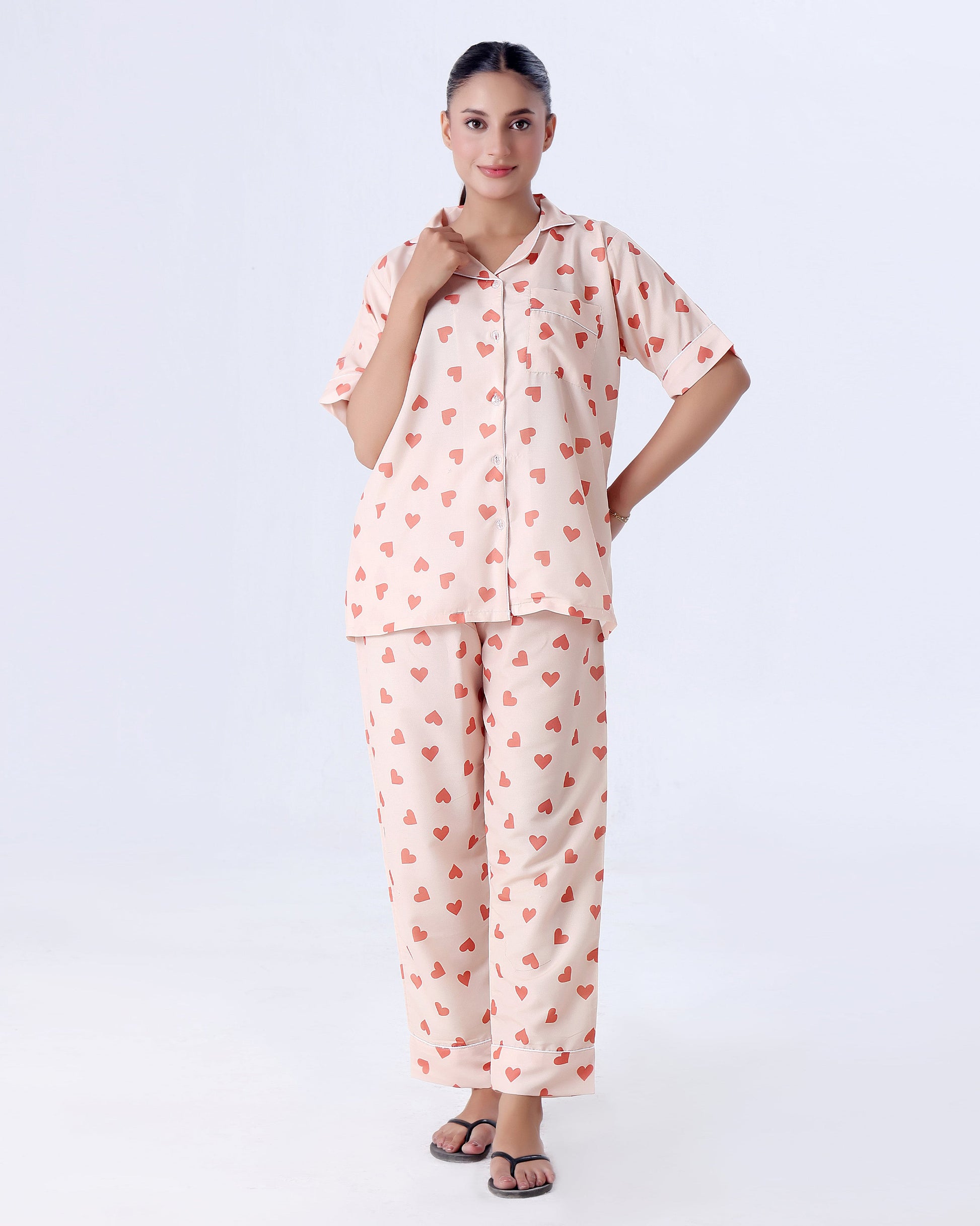 Buy Sajiero Summer Pajama Suit - Love Hearts in Pakistan