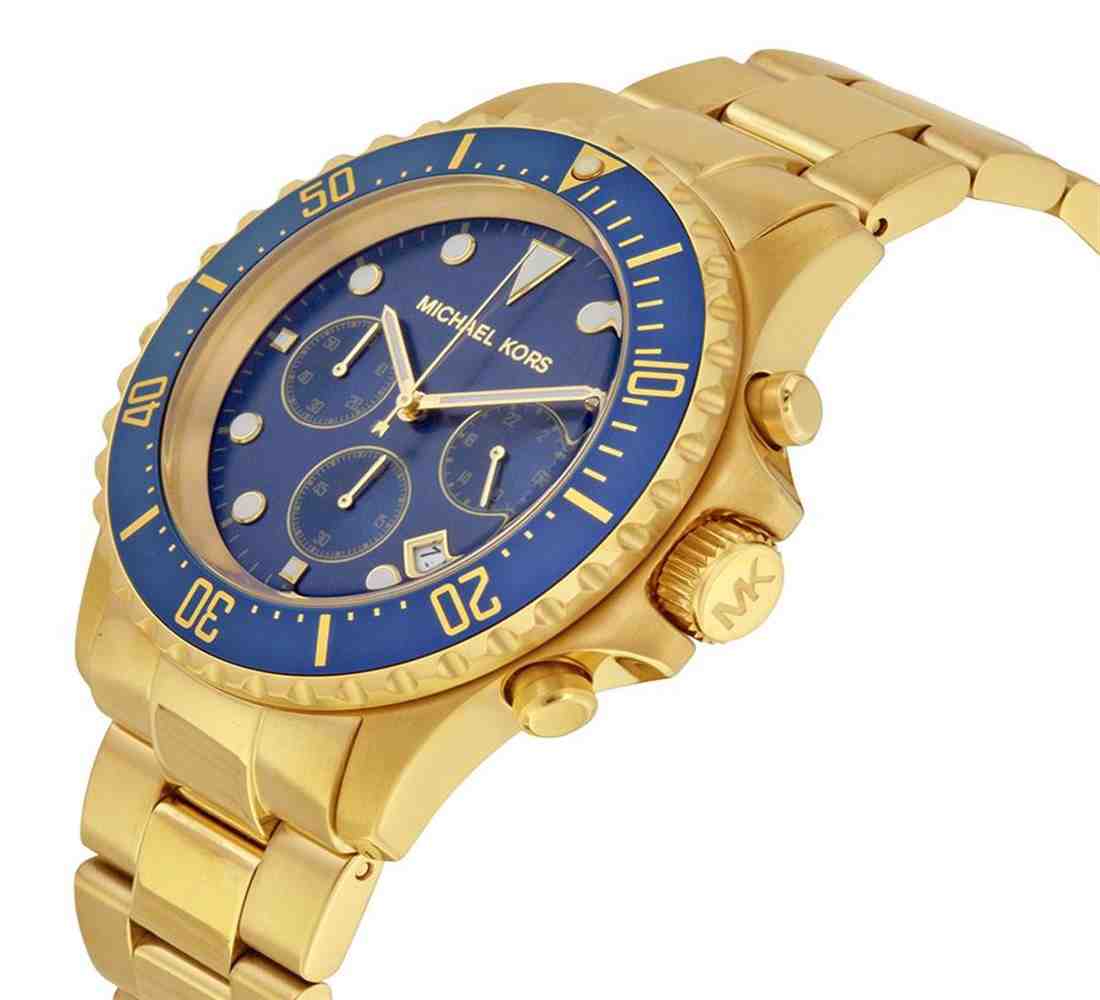 Buy Michael Kors Mens Gold Stainless Steel Blue Dial 45mm Watch - Mk8267 in Pakistan