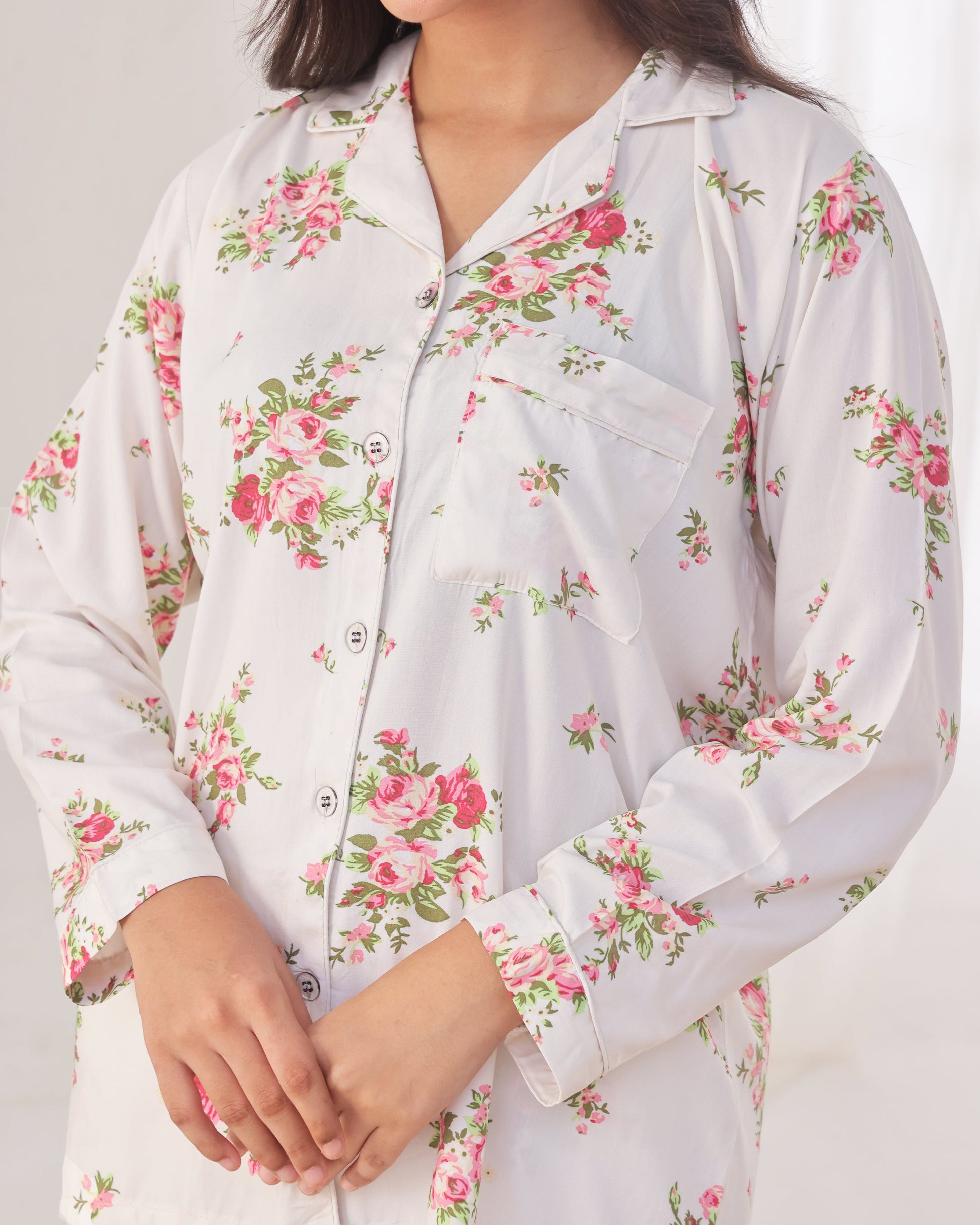 Buy Sajiero Linen Pajama Suit - Blossom Dream in Pakistan