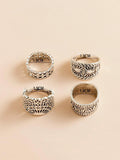 Buy SHEIN 4pcs/set Textured Metal Ring in Pakistan
