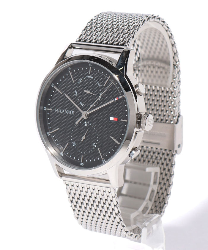 Buy Tommy Hilfiger Easton Black Dial Silver Mesh Bracelet Watch for Men - 1710433 in Pakistan