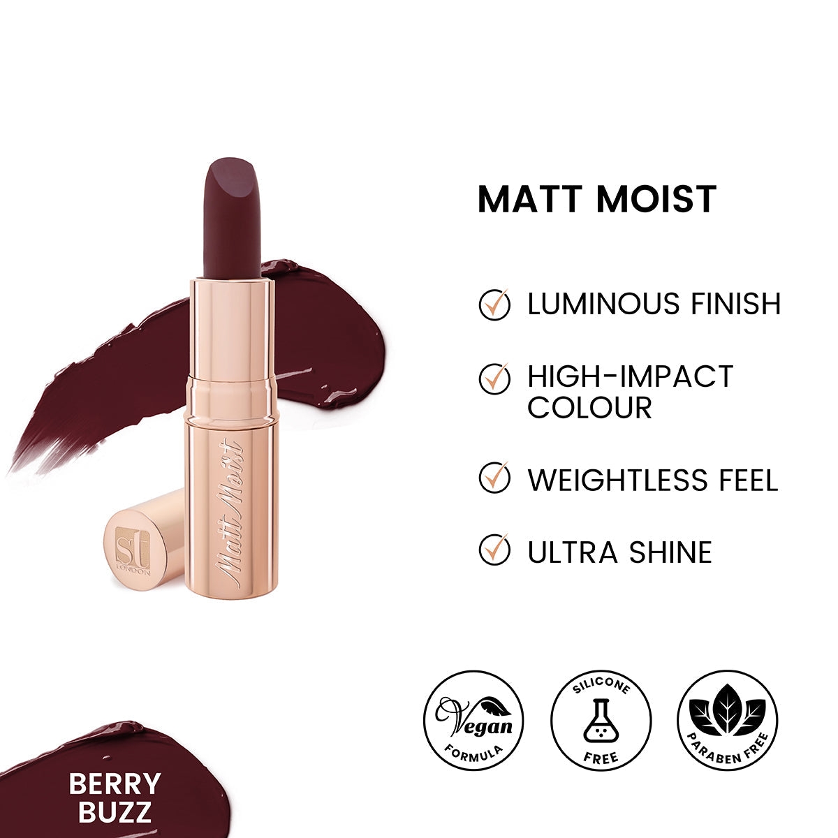 Buy ST London - Matt Moist Long-Lasting Lipstick - Berry Buzz in Pakistan