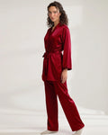 Buy Sajiero Silk PJ Set - Silk Lounge - Maroon in Pakistan