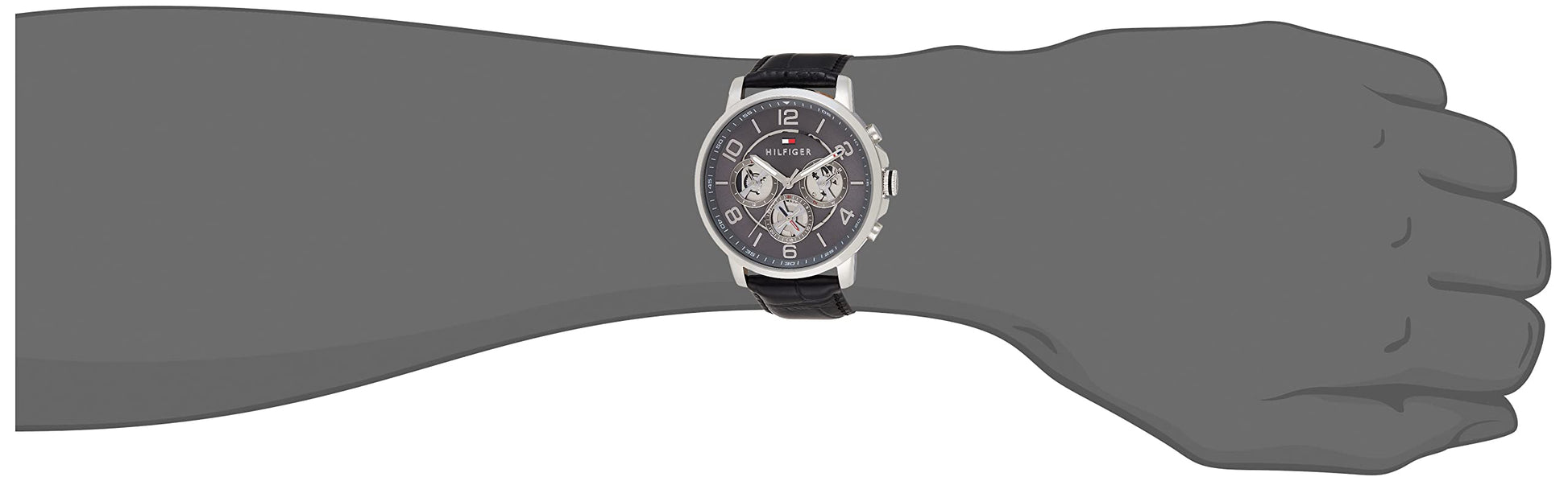 Buy Tommy Hilfiger Mens Quartz Leather Strap Multi Dial Grey Dial 44mm Watch - 1791289 in Pakistan