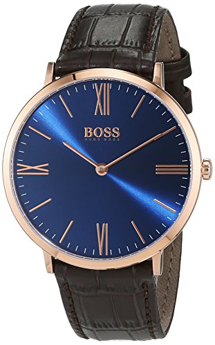 Buy Hugo Boss Mens Quartz Brown Leather Strap Navy Blue Dial 40mm Watch - 1513458 in Pakistan