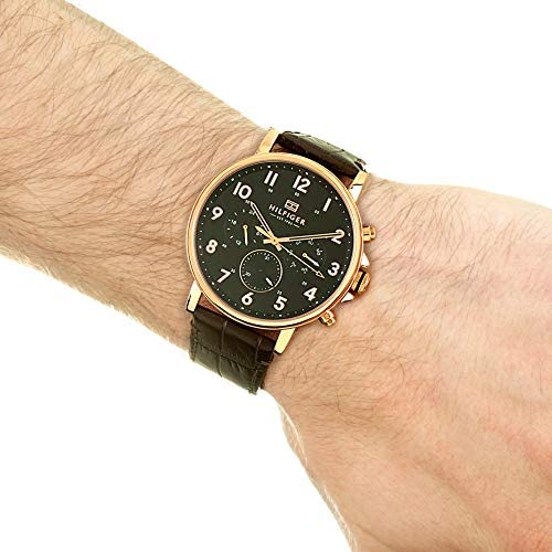 Buy Tommy Hilfiger Mens Quartz Brown Leather Strap Black Dial 45mm Watch - 1710379 in Pakistan