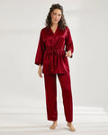 Buy Sajiero Silk PJ Set - Silk Lounge - Maroon in Pakistan