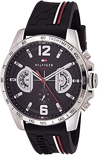 Buy Tommy Hilfiger Mens Quartz Silicone Strap Black Dial 46mm Watch - 1791473 in Pakistan