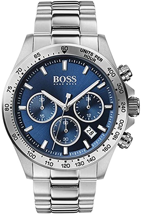 Buy Hugo Boss Mens Chronograph Quartz Stainless Steel Blue Dial 46mm Watch - 1512963 in Pakistan