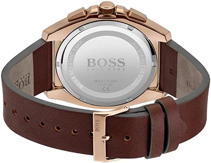 Buy Hugo Boss Mens Quartz Brown Leather Strap Grey Dial 46mm Watch - 1513882 in Pakistan