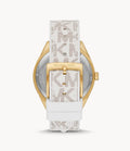 Buy Michael Kors Jessa Gold Dial with Diamonds White Leather Strap Watch for Women - MK7204 in Pakistan