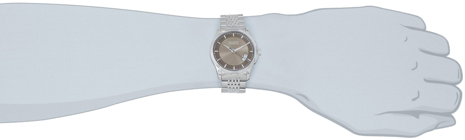 Buy Gucci G Timeless Brown Diamond Dial Silver Steel Strap Watch for Men - YA126412 in Pakistan