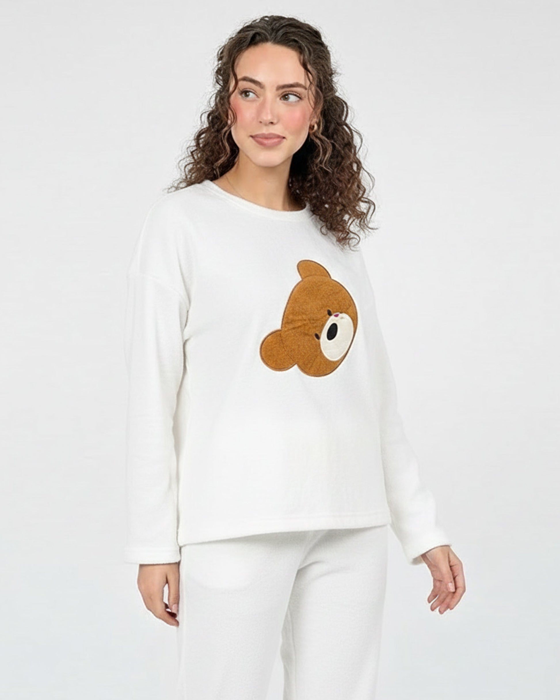 Buy Sajiero Fleece Pajama Suit - White Teddy in Pakistan