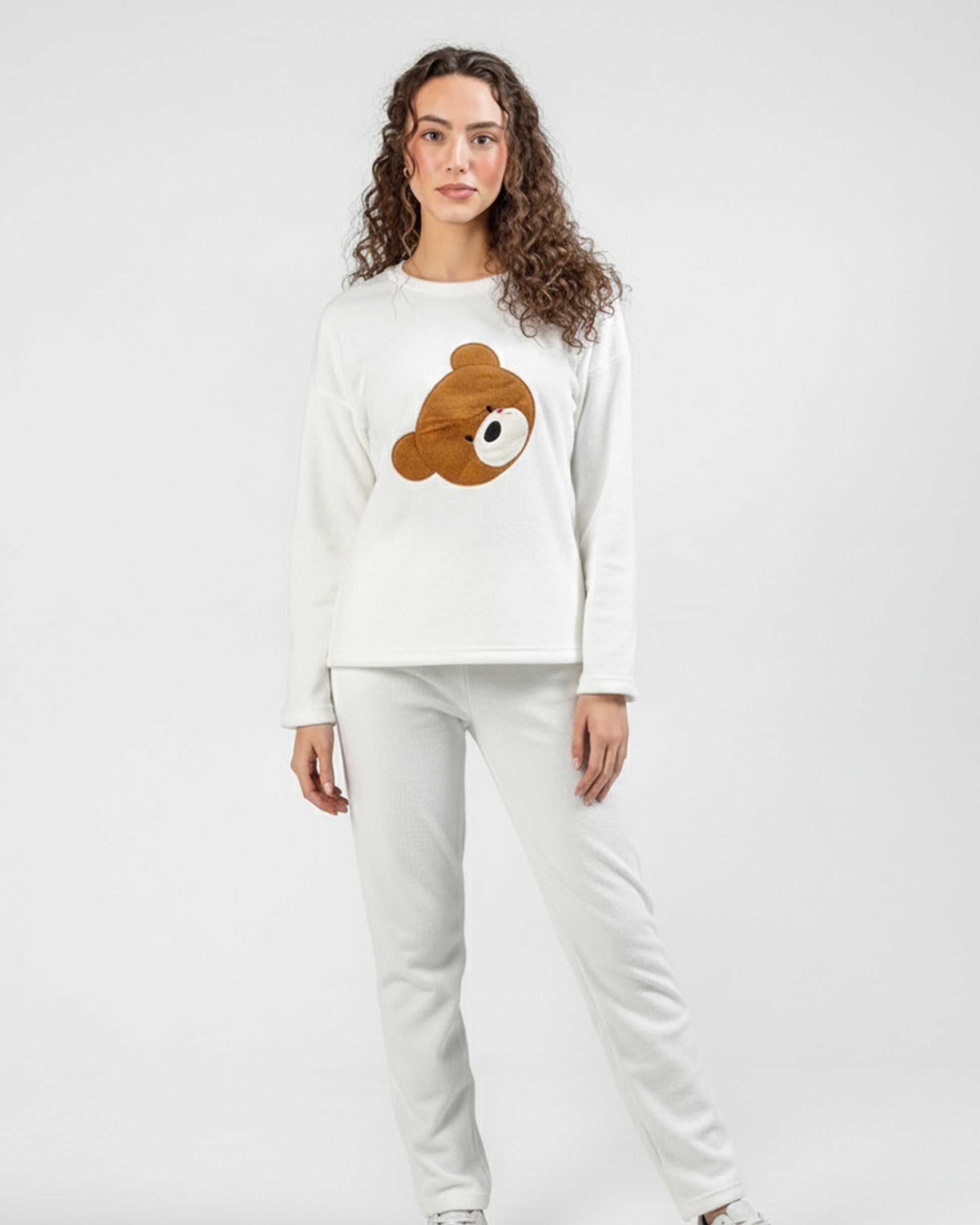Buy Sajiero Fleece Pajama Suit - White Teddy in Pakistan