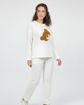 Buy Sajiero Fleece Pajama Suit - White Teddy in Pakistan