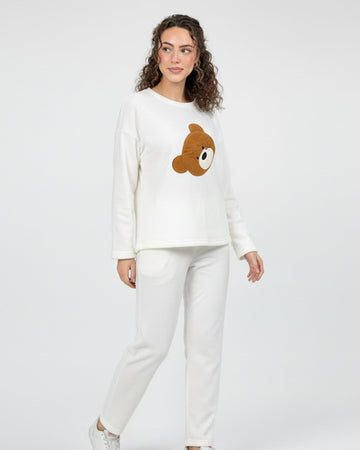 Buy Sajiero Fleece Pajama Suit - White Teddy in Pakistan