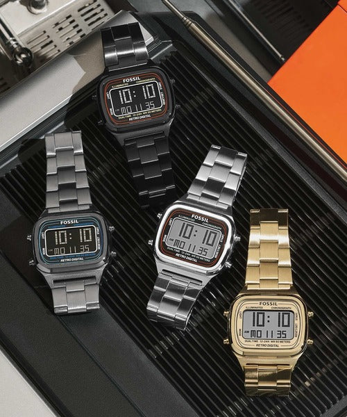 Buy Retro Digital Smoke Digital Dial Grey Steel Strap Watch For Men in Pakistan