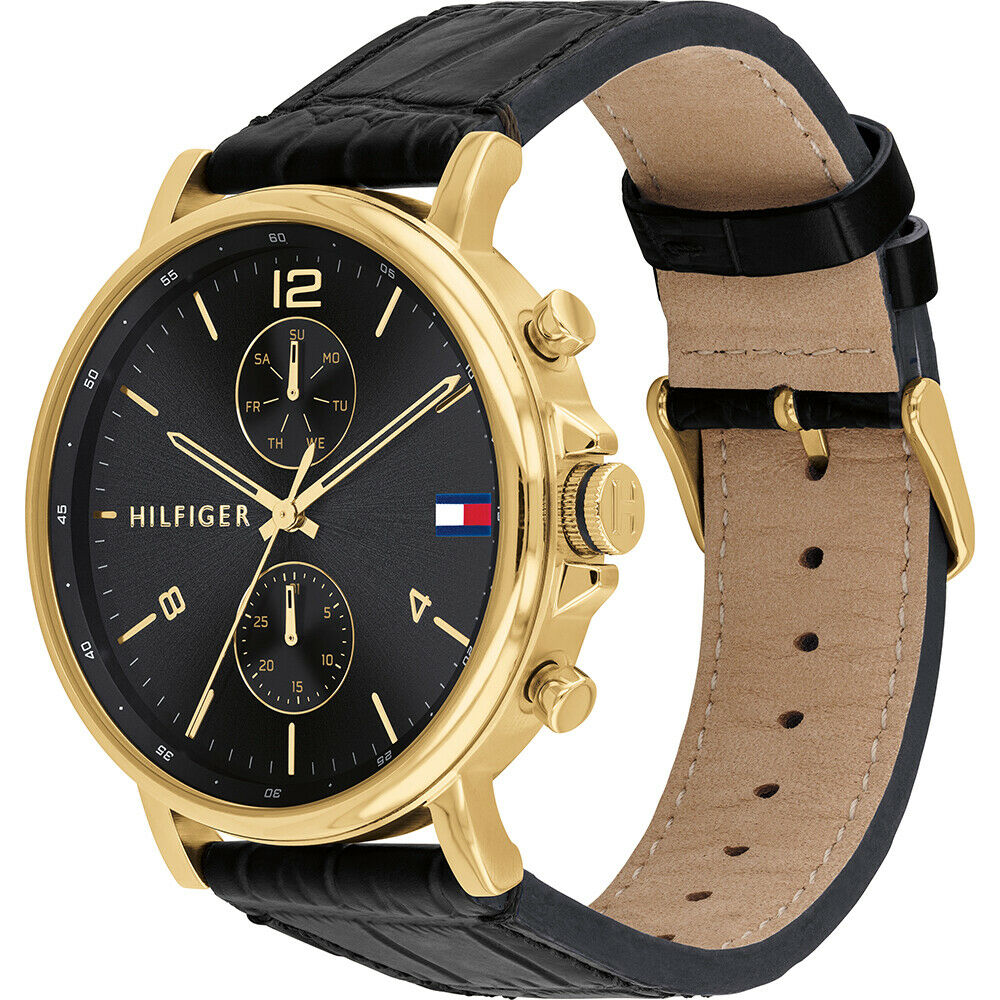 Buy Tommy Hilfiger Mens Quartz Leather Strap Black Dial 44mm Watch - 1710417 in Pakistan