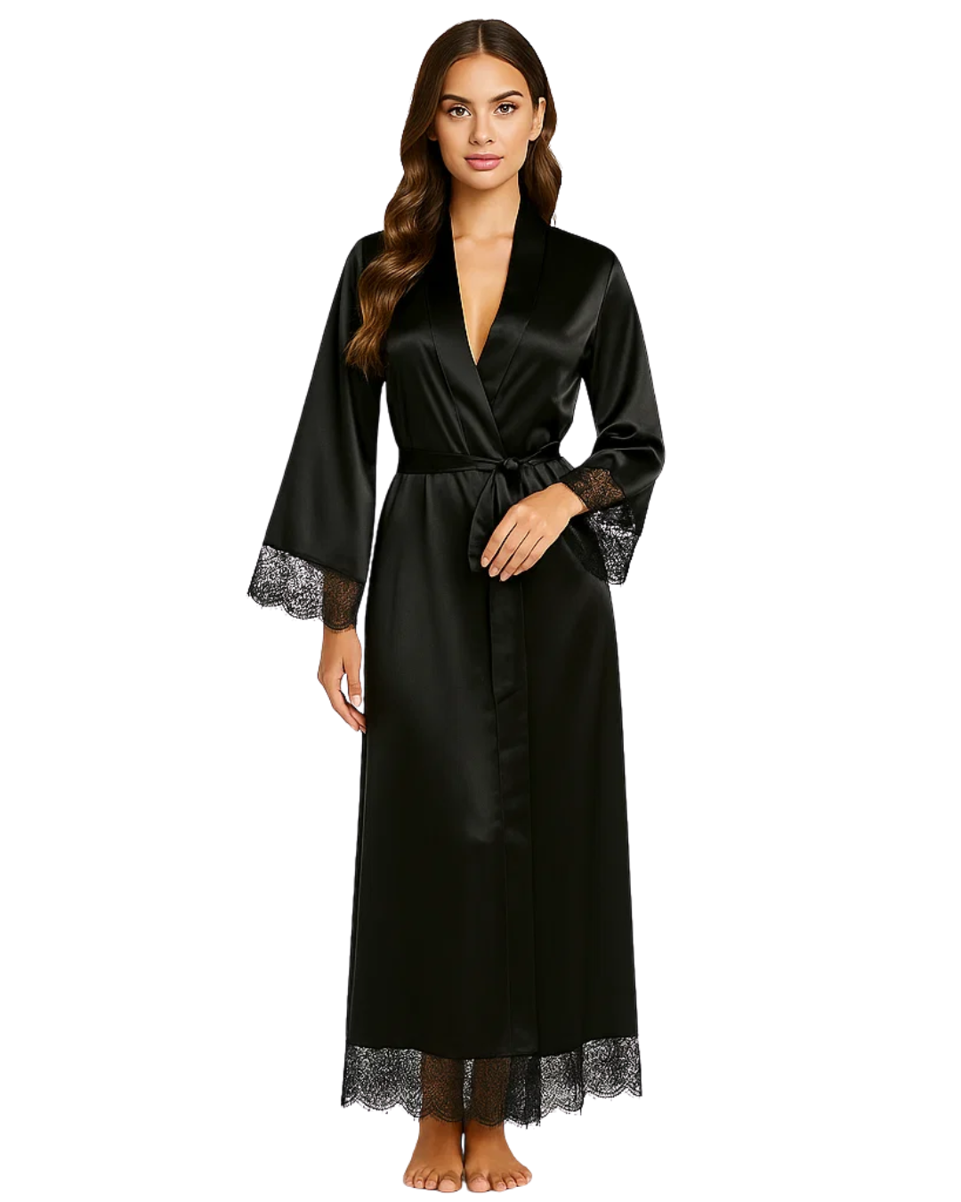 Buy Artistry -Lace Long Robe in Pakistan