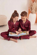 Buy Kid's Silk PJ Set - Maroon in Pakistan