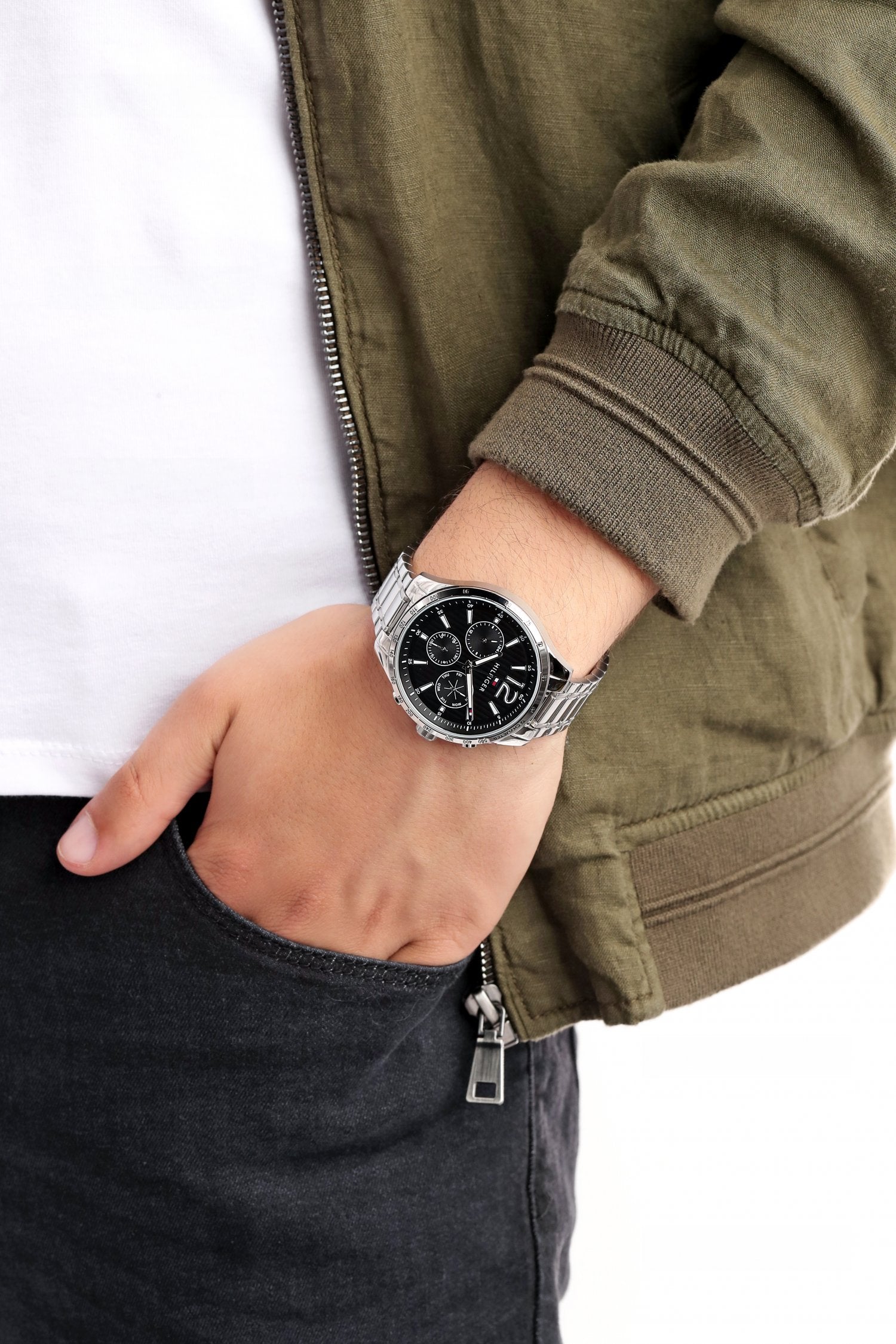 Buy Tommy Hilfiger Mens Quartz Stainless Steel Black Dial 44mm Watch - 1791469 in Pakistan