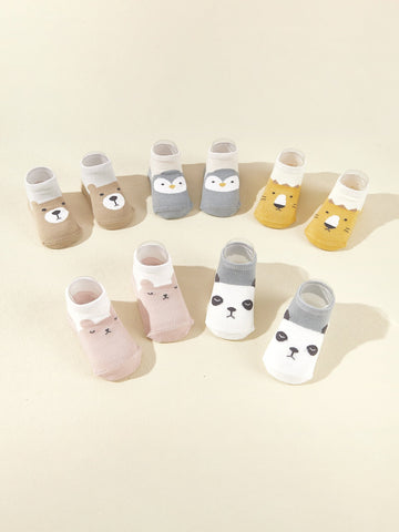 Buy SHEIN 5pairs Baby Cartoon Animal Print Floor Socks in Pakistan
