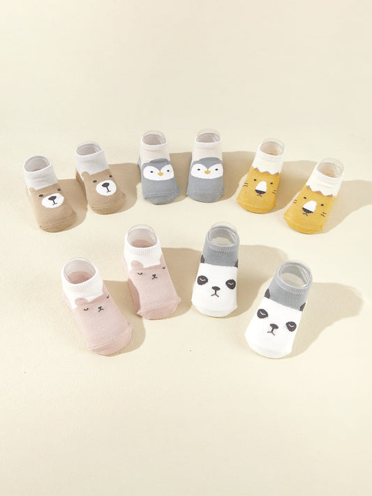 Buy SHEIN 5pairs Baby Cartoon Animal Print Floor Socks in Pakistan