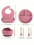 Buy SHEIN 5pcs Baby Feeding Set - Silicone Bib, Suction Bowl, Spoon, Fork, Suitable For Dishwasher in Pakistan