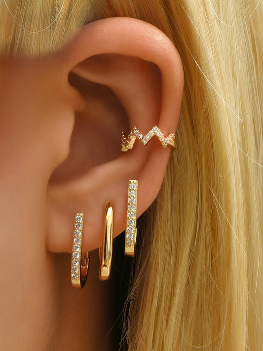 Buy SHEIN 5pcs Cubic Zirconia Decor Earring Copper Jewelry in Pakistan