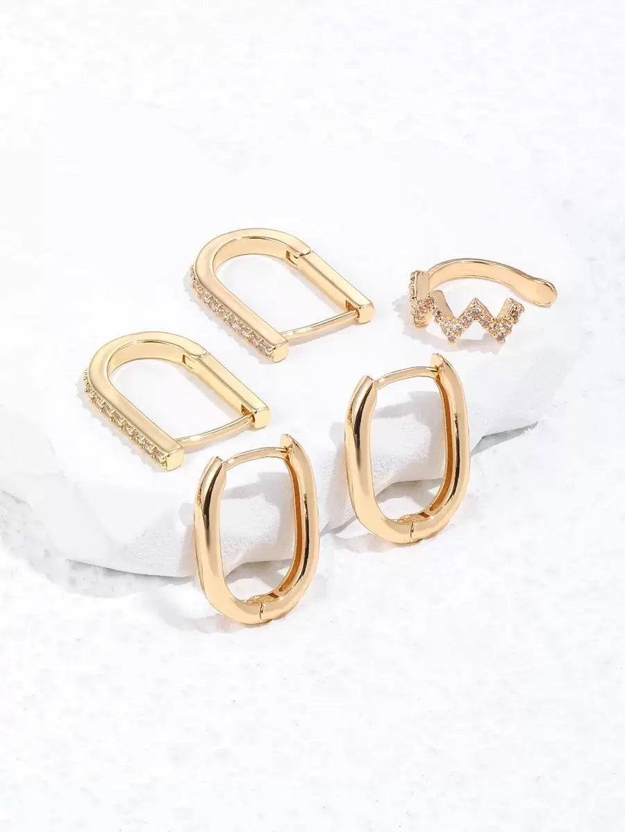 Buy SHEIN 5pcs Cubic Zirconia Decor Earring Copper Jewelry in Pakistan