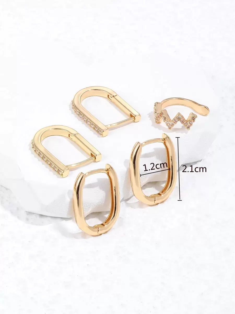 Buy SHEIN 5pcs Cubic Zirconia Decor Earring Copper Jewelry in Pakistan