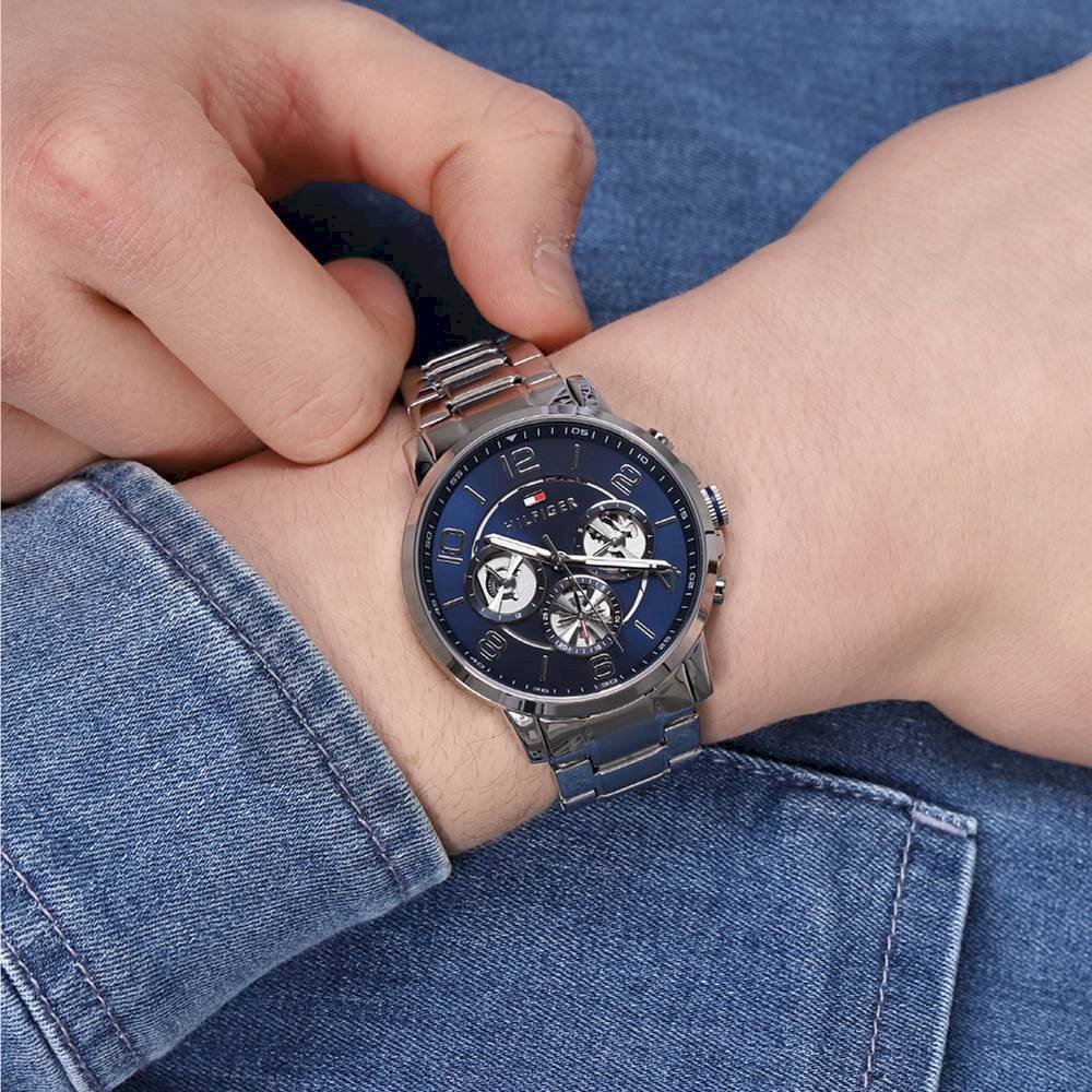 Buy Tommy Hilfiger Mens Quartz Stainless Steel Blue Dial 44mm Watch - 1791293 in Pakistan