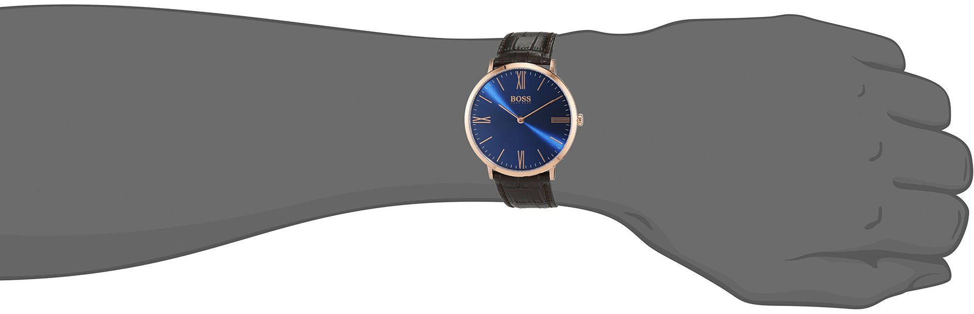 Buy Hugo Boss Mens Quartz Brown Leather Strap Navy Blue Dial 40mm Watch - 1513458 in Pakistan