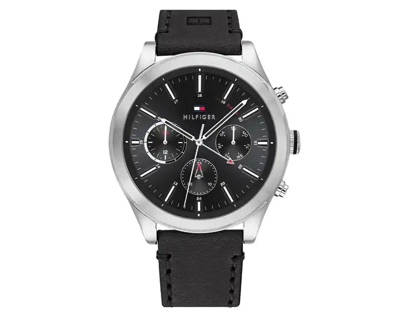 Buy Tommy Hilfiger Mens Quartz Black Leather Strap Black Dial 44mm Watch - 1791740 in Pakistan