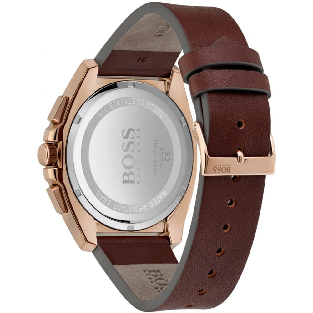 Buy Hugo Boss Mens Quartz Brown Leather Strap Grey Dial 46mm Watch - 1513882 in Pakistan