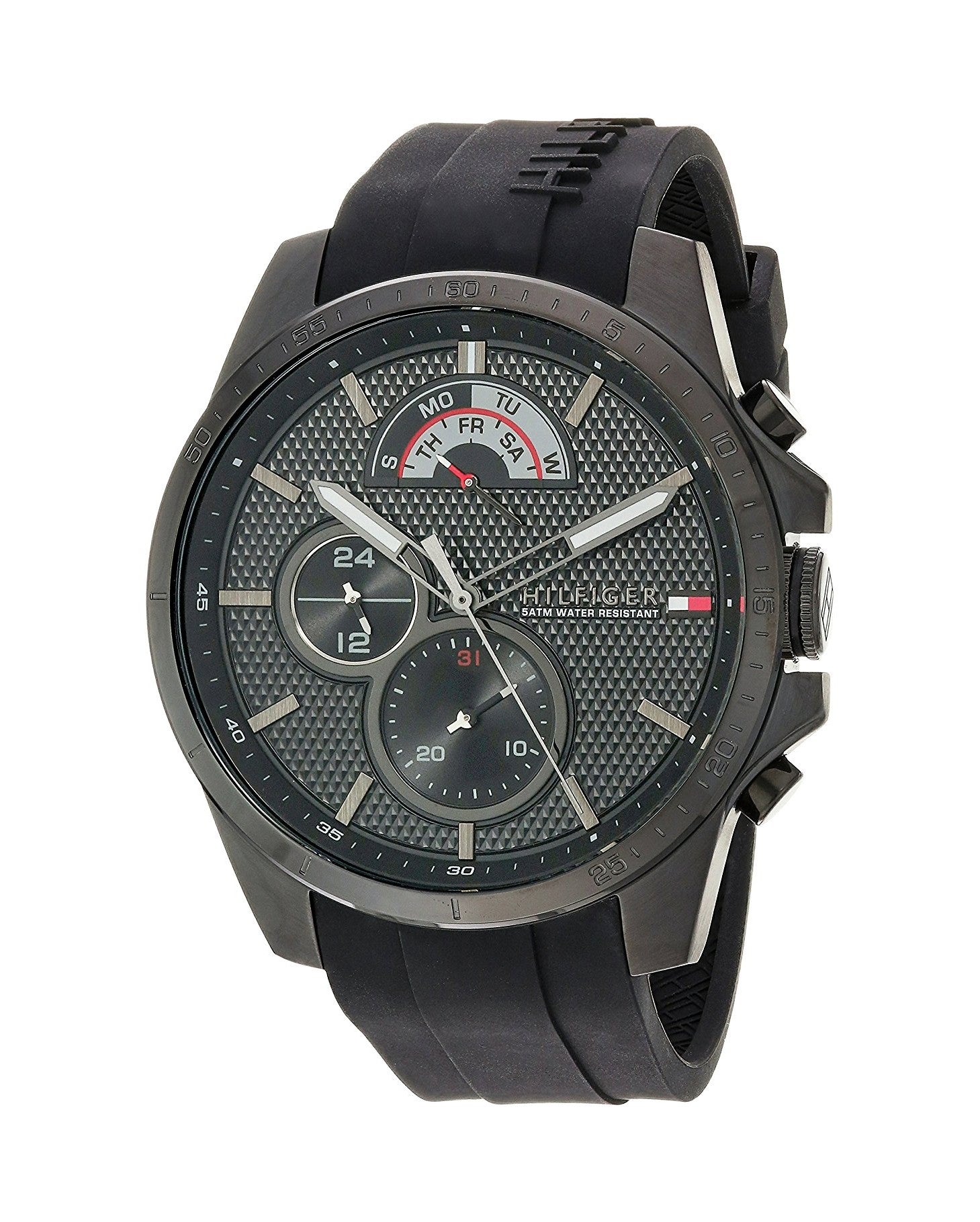 Buy Tommy Hilfiger Mens Quartz Black Silicone Strap Black Dial 46mm Watch - 1791352 in Pakistan