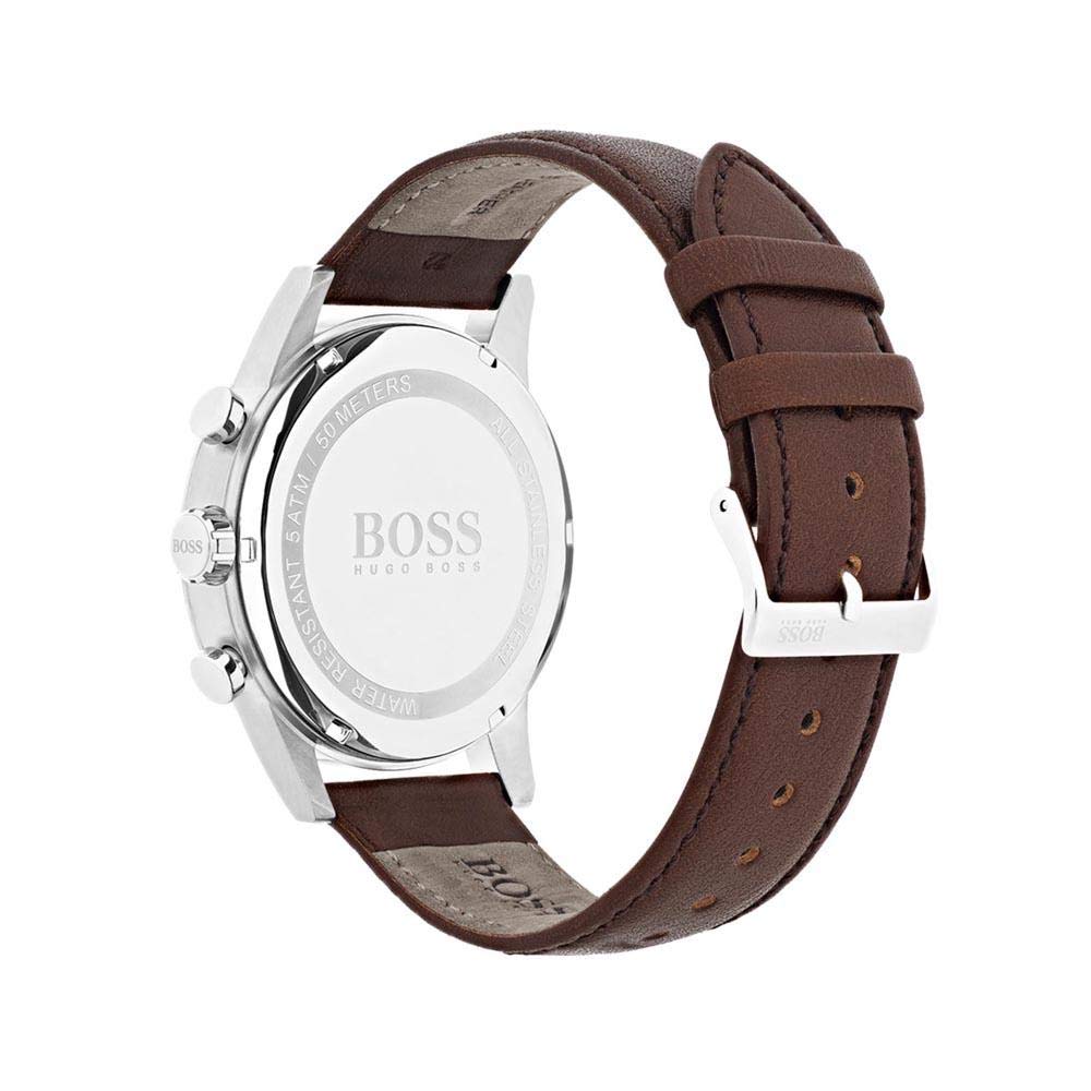 Buy Hugo Boss Mens Quartz Brown Leather Strap Silver Dial 44mm Watch - 1513495 in Pakistan