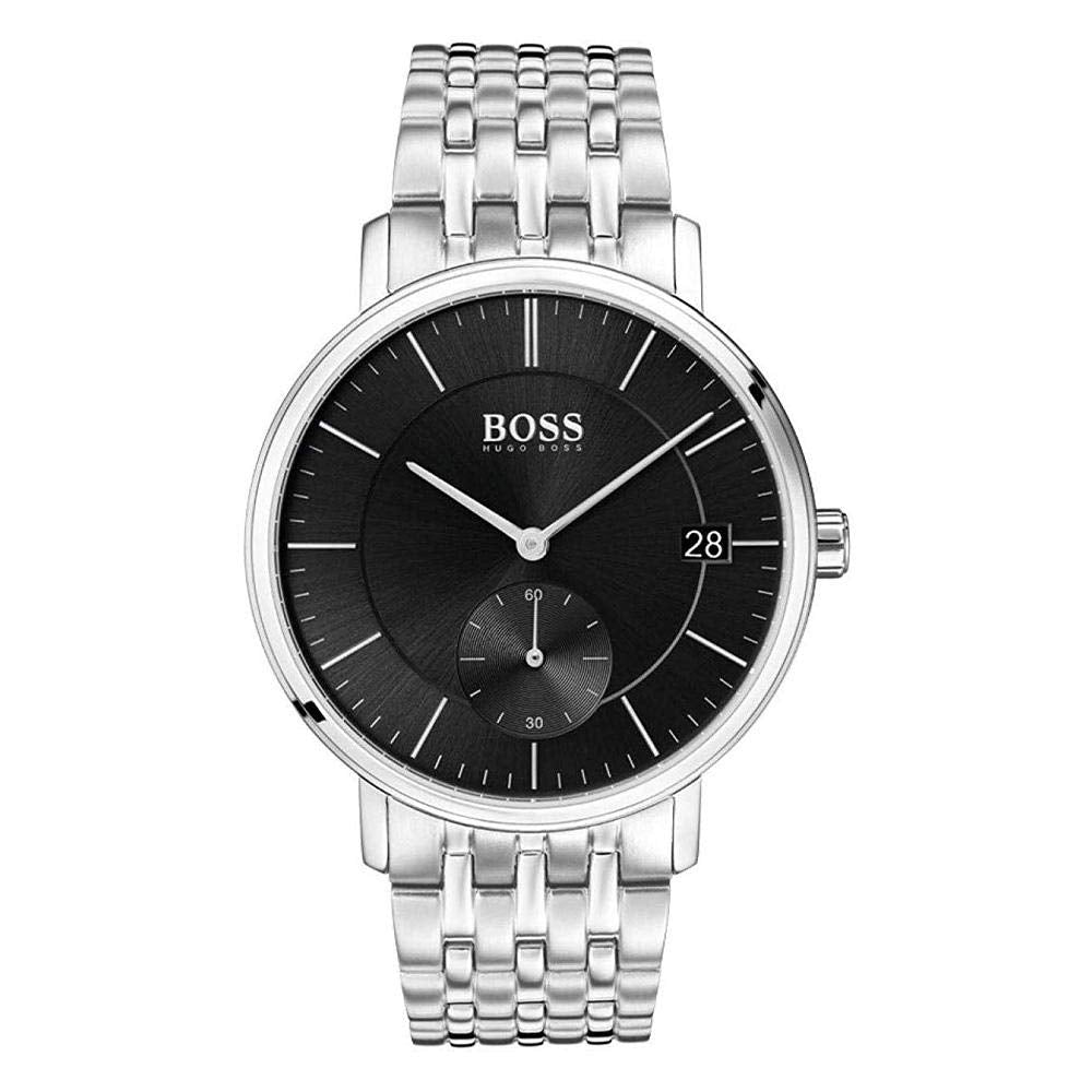Buy Hugo Boss Mens Chronograph Quartz Silver Stainless Steel Black Dial 40mm Watch - 1513641 in Pakistan