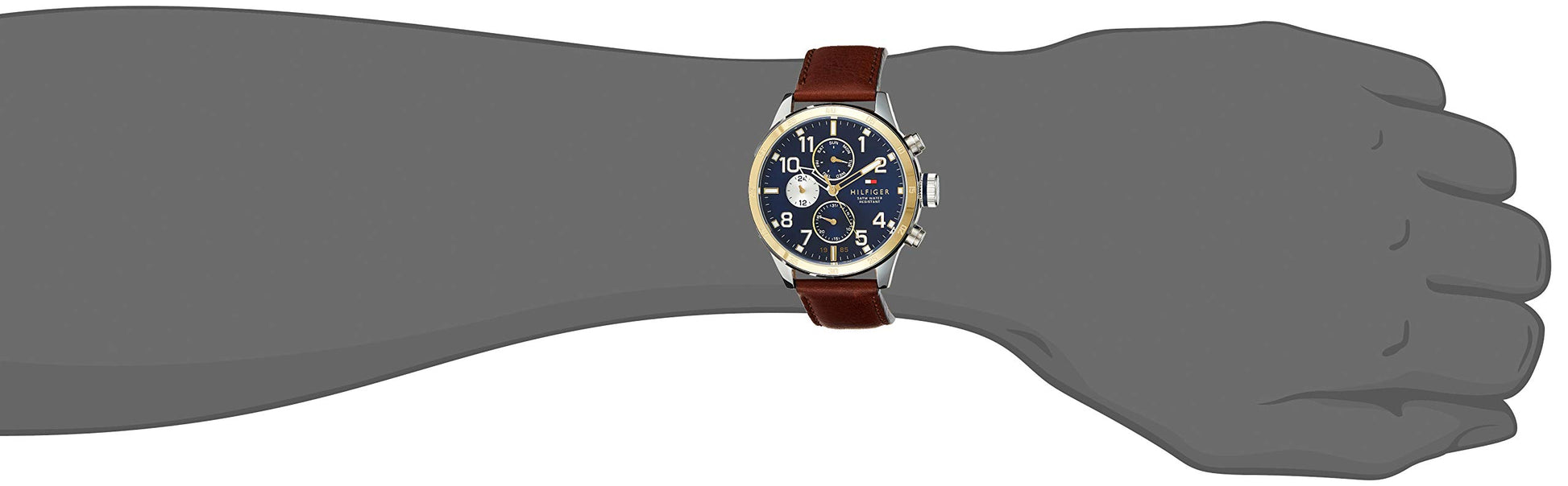 Buy Tommy Hilfiger Mens Quartz Brown Leather Strap Blue Dial 46mm Watch - 1791137 in Pakistan
