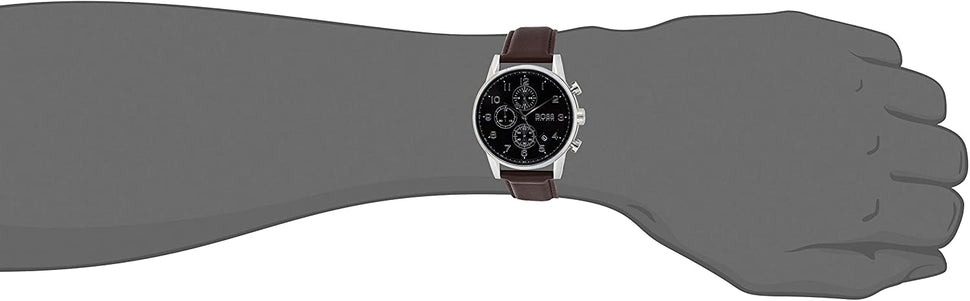 Buy Hugo Boss Mens Quartz Brown Leather Strap Black Dial 44mm Watch - 1513494 in Pakistan