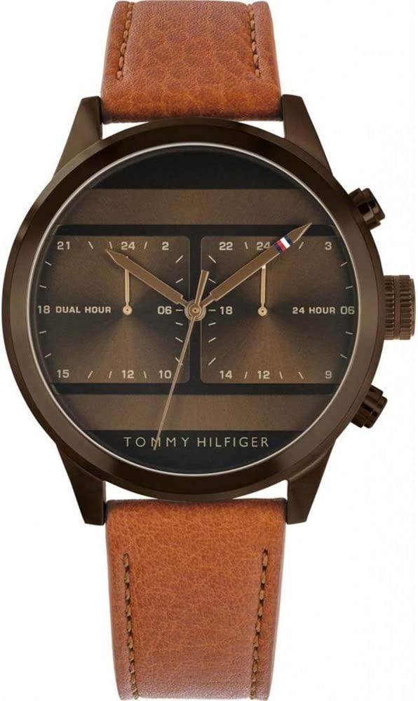 Buy Tommy Hilfiger Mens Quartz Brown Leather Strap Brown Dial 44mm Watch - 1791594 in Pakistan