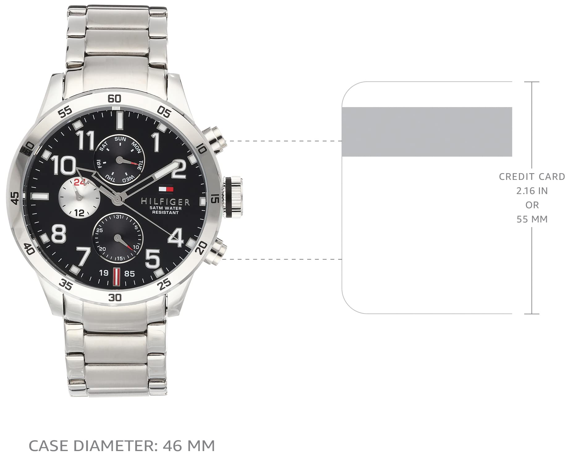 Buy Tommy Hilfiger Mens Quartz Stainless Steel Black Dial 46mm Watch - 1791141 in Pakistan