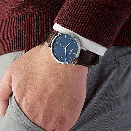 Buy Hugo Boss Grand Corporal Blue Dial Brown Leather Strap Watch for Men - 1513639 in Pakistan