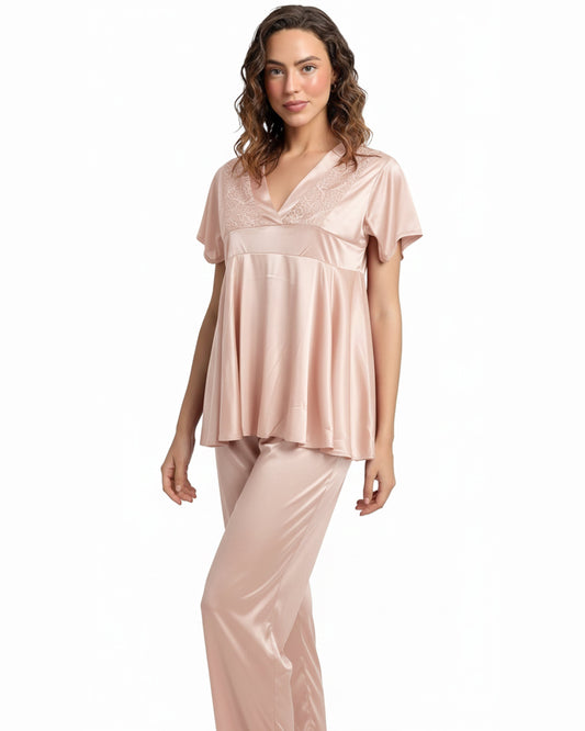 Buy Sajiero Silk PJ Set - Silk Ease - Champagne in Pakistan