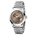 Buy Gucci G Timeless Brown Diamond Dial Silver Steel Strap Watch for Men - YA126412 in Pakistan