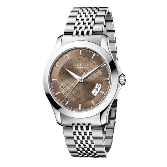 Buy Gucci G Timeless Brown Diamond Dial Silver Steel Strap Watch for Men - YA126412 in Pakistan