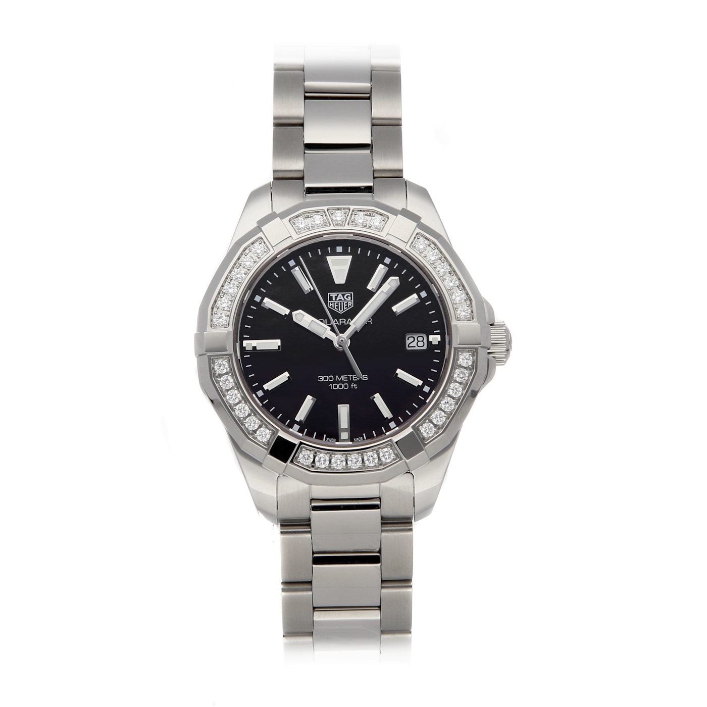 Buy Tag Heuer Aquaracer Black Dial with Diamonds Silver Steel Strap Watch for for Women - WAY131P.BA0748 in Pakistan