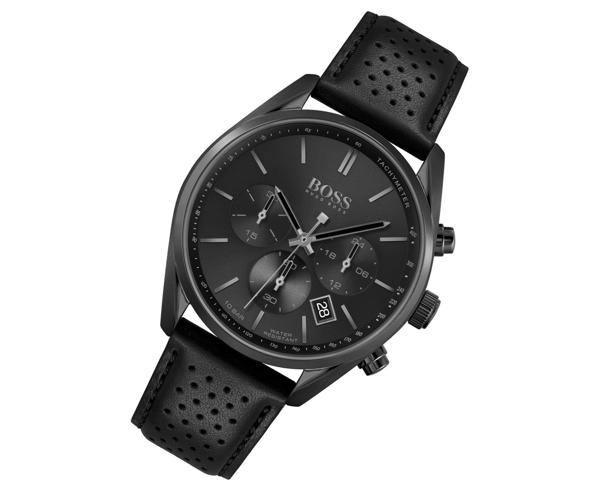 Buy Hugo Boss Mens Chronograph Quartz Leather Strap Black Dial 44mm Watch - 1513474 in Pakistan